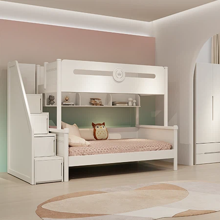 Modern Bunk Bed With Staircase Storage – Designed For Kids' Bedrooms